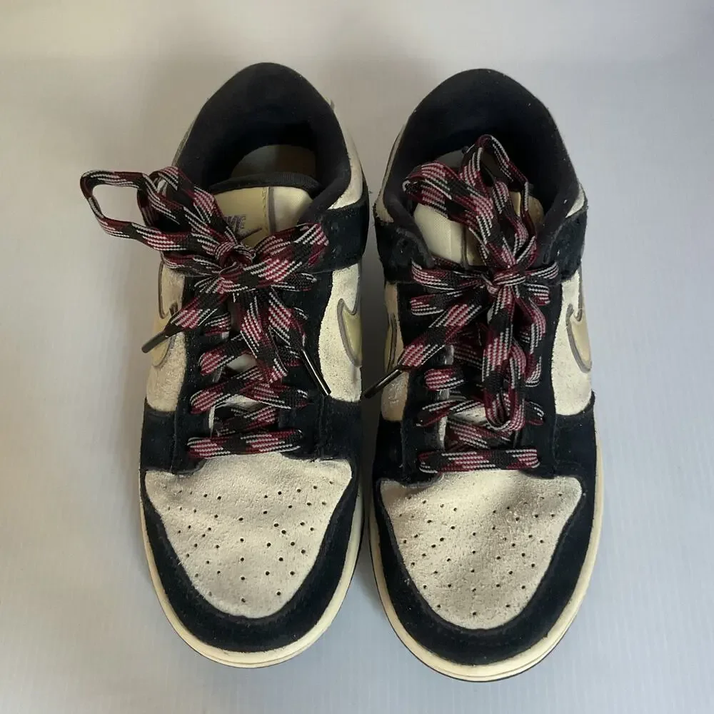 Nike Dunk Low Black Sail Suede Leather Sneakers Women’s 5 Youth 3.5